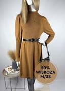 Sweterkowa sukienka b.young camelowa M 38 miękka quiet luxury na zimę cozy