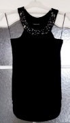 Elegancka czarna bluzeczka top ozdobiona szklanymi dżetami UK10/M/38 Pilot