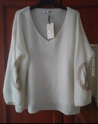 Nowy sweter oversize ze złotymi naszywkami roz.50