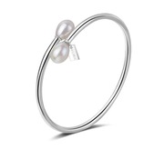 SREBRNA SZTYWNA BRANSOLETKA BANGLE PODWÓJNA PERŁA 925 AILORIA Z PERŁAMI