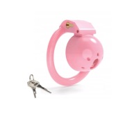 Mały lekki rózowy pas cnoty chastity cage 4 oringi 