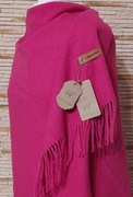 Piękny szal 50%kaszmir 50% wełna duży rozmiar 200x70 cm fuksja.