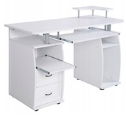 Biurko komputerowe z nadstawką z półką na klawiaturę 76x120x55cm HW49511WH+