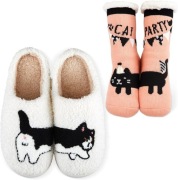 Pluszowe kapcie z motywem kota i skarpetki unisex roz. 42-43