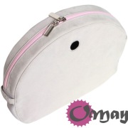 Organizer Obag MOON LIGHT szary – eko zamsz róż pudrowy 2 kieszenie | OMAY