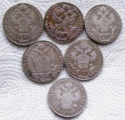 Zestaw Franciszek II.6 x 20 krajcarów 1808,1810,1812,1824,1827,1832r.A