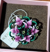 Srebrny pierscionek w.kruk emalia kwiaty nocy