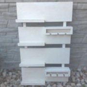 Półka na wino z uchwytami na lampki do wina Drewniana 60x100 Biała