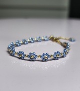 Pleciona bransoletka kwiatki denim blue 