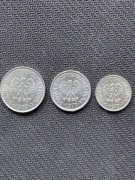 Zestaw 50, 20 i 10 groszy 1977 rok PRL 