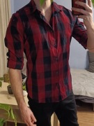 Koszula męska, czerwona krata, rozm. M