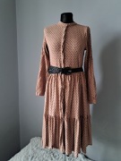 Piękna beżowa sukienka midi Xs/34 boii