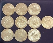 10 szt. srebrnych monet. tzw. Mapka 200 zł. XXX Lat PRL  rok 1974. 