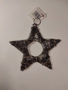 Ozdoba świąteczna, gwiazdka w srebrnym brokacie 