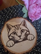 Podstawka;obrazek wypalana w drewnie 