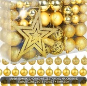 Zestaw 100 szt Bombek Choinkowych z Zawieszką na Choinkę Nietłukące Gwiazda