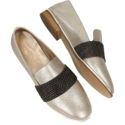 Venezia srebrne mokasyny 100% skóra 