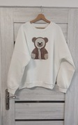 Bluza śmietankowa z misiem ,ocieplana L/XL