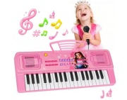 Dziecięce Pianinko Keyboard Różowy Z mikrofonem