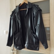Kurtka skórzana czarna damska oversize rozmiar 42