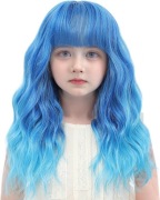 BUPPLER Peruka dla dzieci z grzywką syntetyczna 35cm jasno-niebieska
