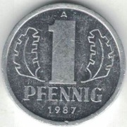 Niemcy NRD DDR 1 pfennig 1987 - nr 2