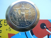 Gibraltar 1 korona, 1999. Olimpiada rzut oszczepem. List numizmatyczny