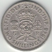 Wielka Brytania 2 szylingi two shillings (floren) 1948 28,4 mm - nr 4