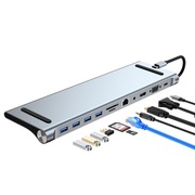ROZGAŁĘZIACZ USB HUB PRZEJŚCIÓWKA USB-C 11w1 4xUSB HDMI SD VGA JACK LAN