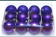 Bombki na choinkę 12sztuk fioletowe i srebrne 