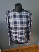 Nowa piękna bluzka w kratę S/M 36/38 ze srebrną nitką copenghagen wiskoza