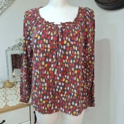 Boden bluzka 38 UK 10 kolorowe kropki wiązanie przy dekolcie długi rękaw