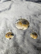 Komplet ręcznie zdobionej biżuterii z efektem lustra