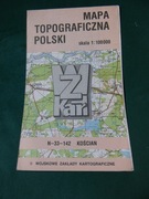 Mapa topograficzna N-33-142 Kościan  1:100 000 WZkart
