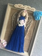 Aniołek w ramce makrama pamiątka anioł