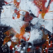 „Jesienny dzień” - abstrakcja - obraz akryl/ płótno 30x30 - Marlena Rakoczy