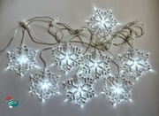 Lampki świąteczne LED, kurtyna świetlna "Płatki śniegu" - bardzo dobry stan