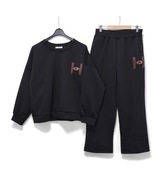 Komplet Dresowy Bluza Spodnie Wiskoza Czarny |R. Uni