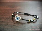 Mikołajki Bransoletka sznurkowa serce z koralikami