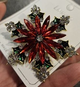 Świąteczna czerwono-złota Broszka nowa