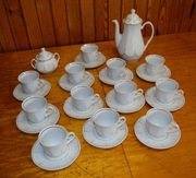 Zestaw kawowy Lubiana 12 filiżanek Biały ze złotymi liniami