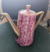 Wawel serwis kawowy różowy złocony marmurkowy