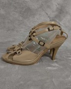 Złote sandałki na szpilce 40