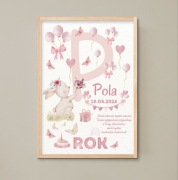 Prezent na roczek personalizowany prezent od dziadków chrzestnych ramka a4