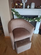 Fotel CLUB z podnóżkiem MG06 jasny brąz, styl i komfort