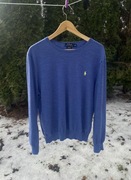 Sweter 100% wełna Merino niebieski błękitny Ralph Lauren XXL slim