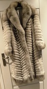 Ekskluzywne futro naturalne z białego lisa - długi płaszcz, stan bdb