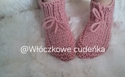 Kapcie skarpetki z wełny robione na drutach handmade
