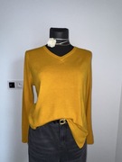 Musztardowy sweter Beloved Woman z dekoltem V casual basic klasyczny XXL