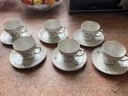 Zestaw Filiżanek ze Spodkiem 6+6 Porcelanowy Serwis Włocławek Komplet Antyk